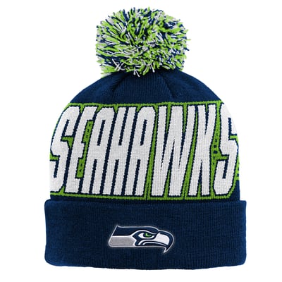 Seattle Seahawks Outerstuff Youth Cuffed Knit Hat with Pom - College Navy
