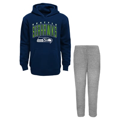 Seattle Seahawks Outerstuff Youth Step By Step Hoodie & Pants Set - College Navy/Gray