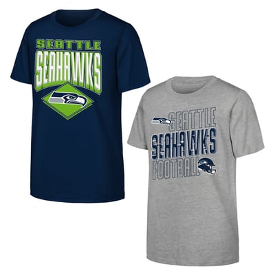 Seattle Seahawks Outerstuff Youth Trench Kings 2-Pack T-Shirt Set - College Navy/Gray