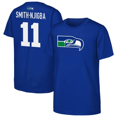  Seattle Seahawks Outerstuff Youth Name & Number Logo Classic T-Shirt - Royal