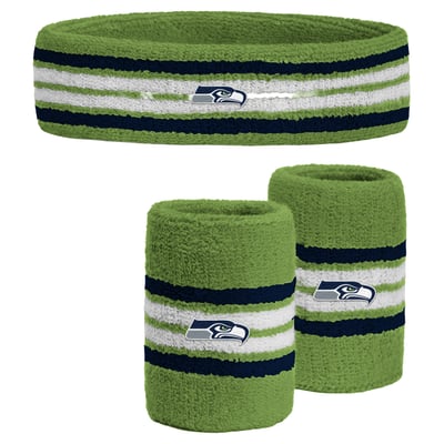  Seattle Seahawks PRO Compression Youth Team Stripe Three-Pack Headband and Wristbands Set - Green