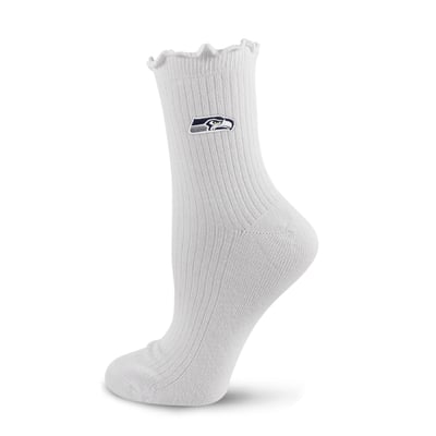  Seattle Seahawks PRO Compression Youth Logo Lettuce Hem Quarter Socks - White