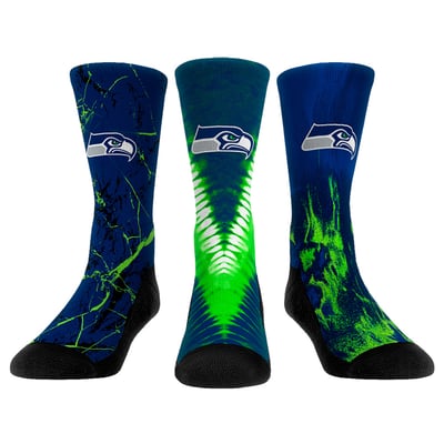  Seattle Seahawks Rock Em Youth 3-Pack Crew Socks Set - 