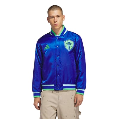 Seattle Sounders FC adidas MLS x US Sports Full-Snap Bomber Jacket - Blue