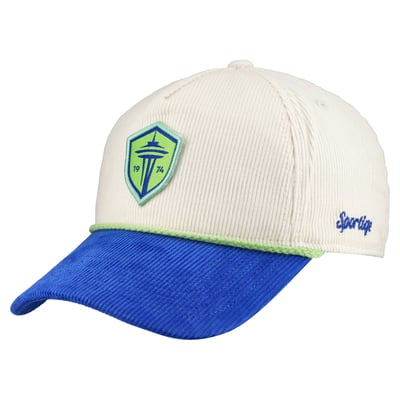  Seattle Sounders FC Sportiqe Unisex Arlo Corduroy Adjustable Hat - Cream/Blue