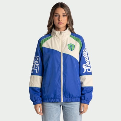 Seattle Sounders FC The Wild Collective Unisex Oversized Full-Zip Track Jacket - Blue/Cream