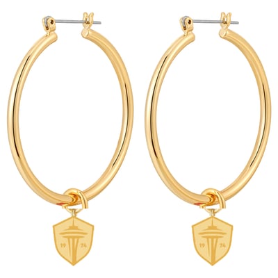 Seattle Sounders FC LUV AJ Women's XL Logo Charm Hoop Earrings - Gold