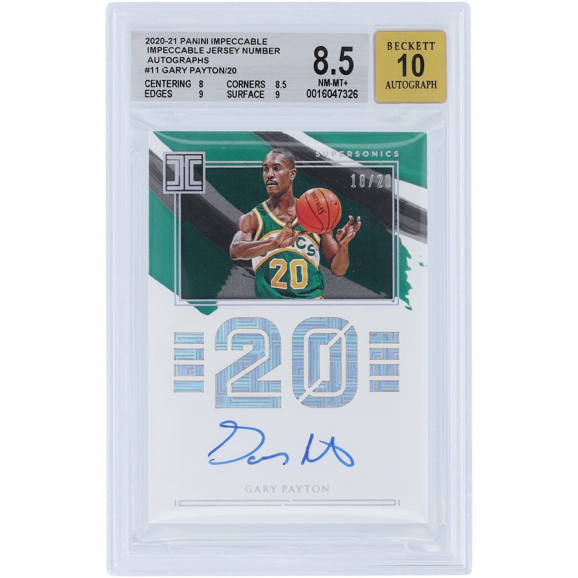 Gary Payton Seattle SuperSonics Autographed 2020-21 Panini 