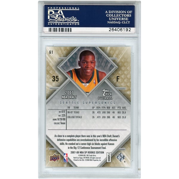 Seattle Supersonics Kevin Durant 2007-08 Upper Deck SP Rookie 