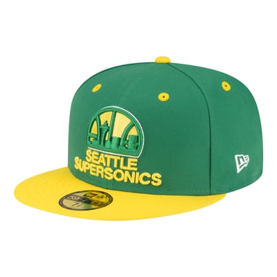  Seattle SuperSonics New Era 80s Throwback Hardwood Classics 59FIFTY Fitted Hat - Green/Gold