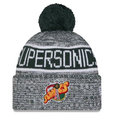 Seattle SuperSonics New Era Youth Tri-Color Cuffed Knit Hat with Pom - Green
