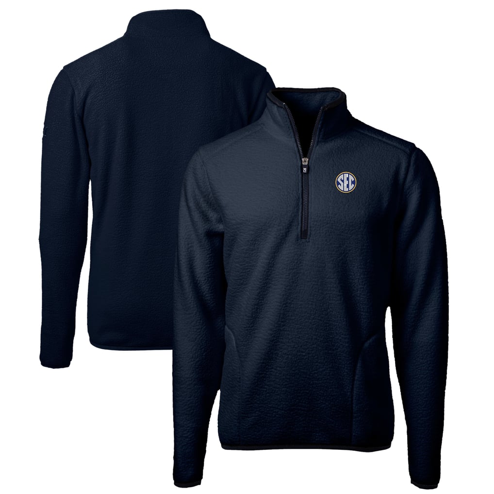  SEC Gear Cutter & Buck Cascade Eco Sherpa Fleece Quarter-Zip Pullover Jacket - Navy