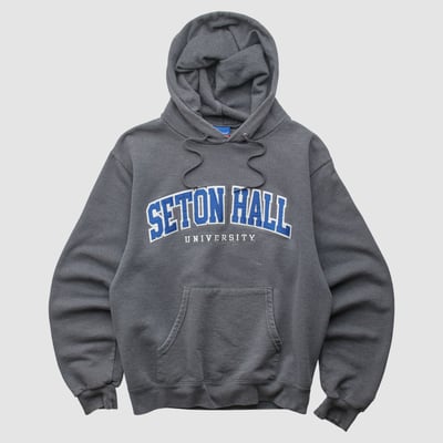 Seton Hall Pirates Champion 2000s Hooded Pullover Sweatshirt - Charcoal - XS by Fanatics Real Vintage
