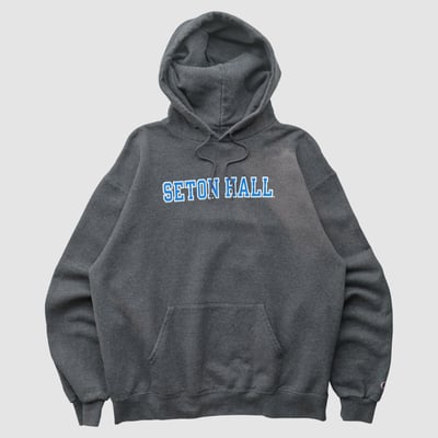 Seton Hall Pirates Champion 2000s Hooded Pullover Sweatshirt - Dark Heather Gray - M by Fanatics Real Vintage