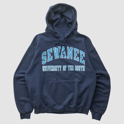 Sewanee Tigers Champion 2000s Hooded Pullover Sweatshirt - Navy - S by Fanatics Real Vintage