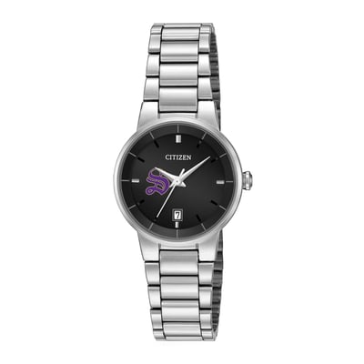 Sewanee Tigers Citizen Watch Women's Black Dial Stainless Steel Watch - Silver