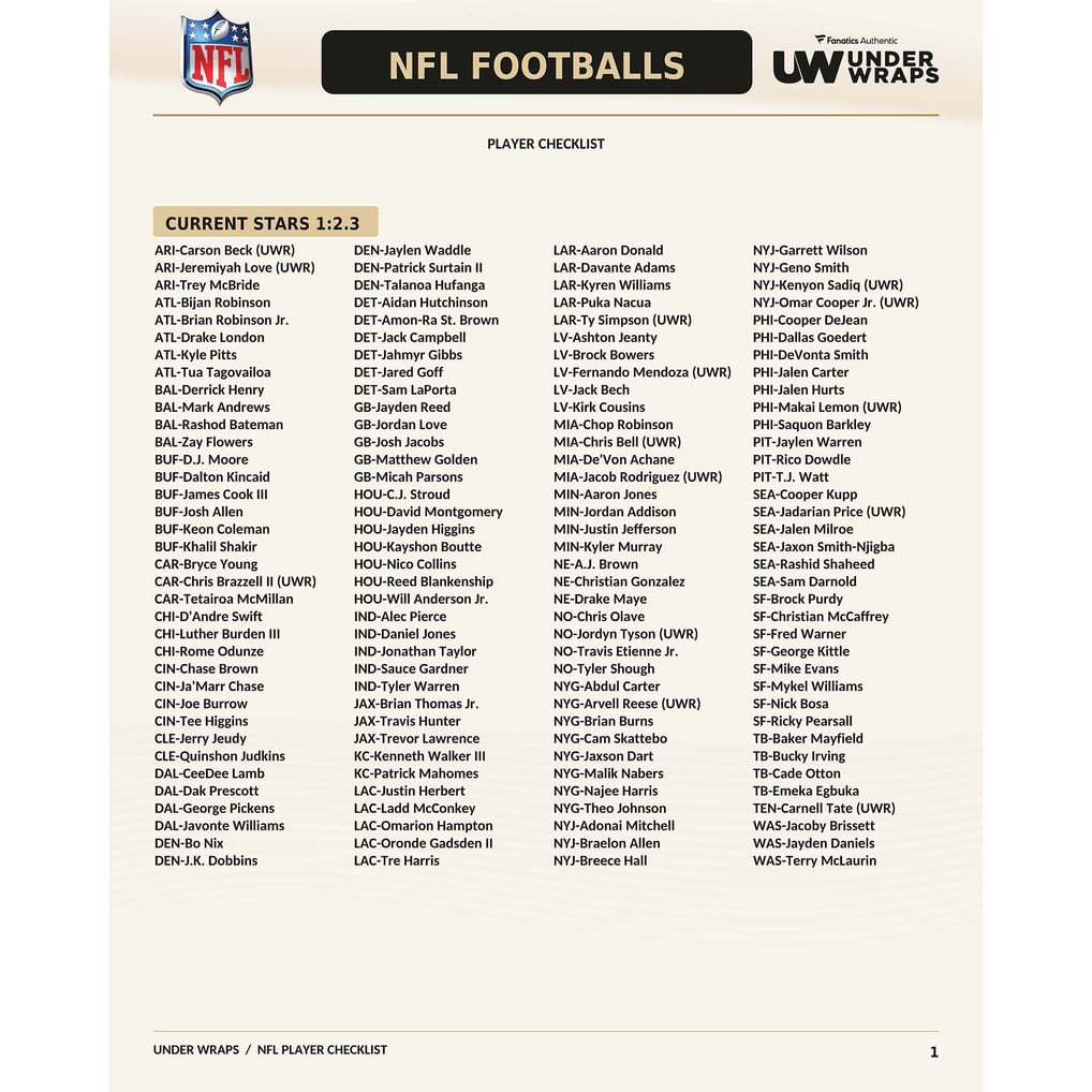 2026 Under Wraps Autographed NFL Footballs - Single Mystery Box