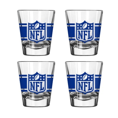 Shield Merchandise Logo Brands Four-Piece Stripe Shot Glass Set