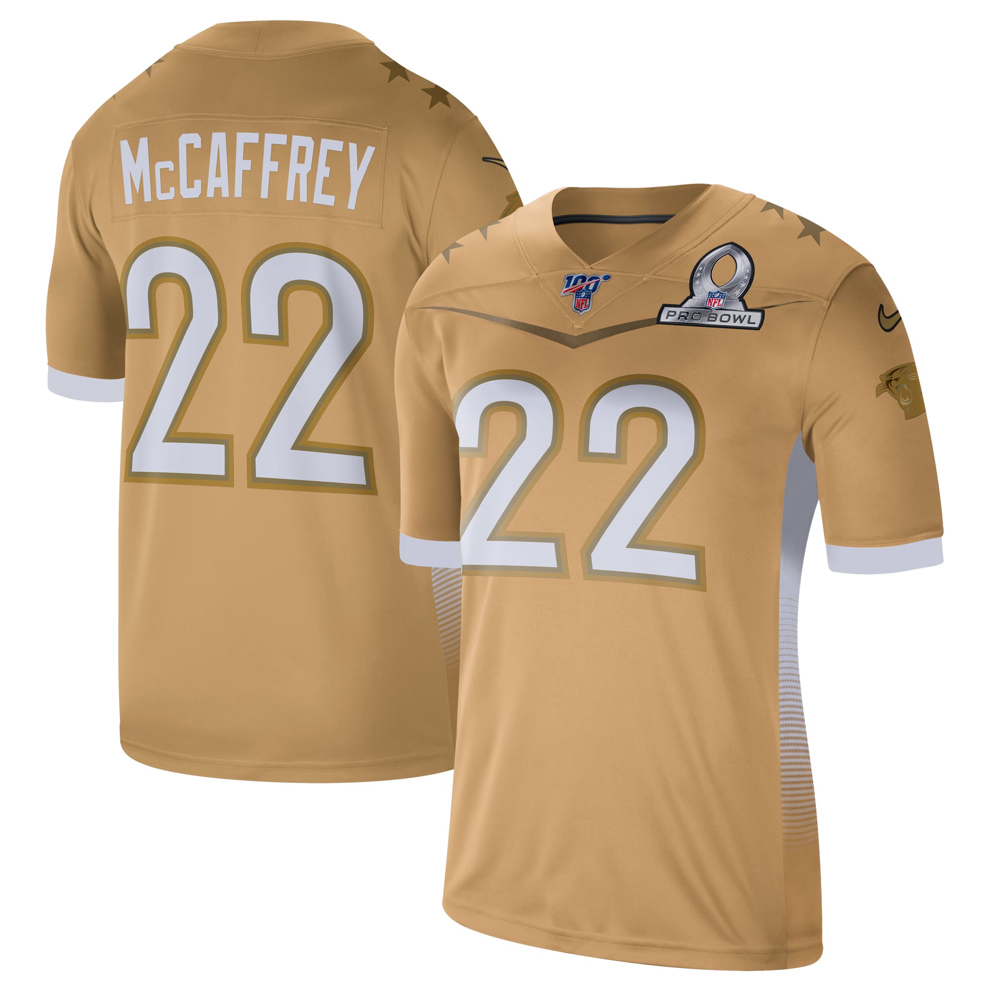 Men's Nike Christian McCaffrey Gold 2020 NFC Pro Bowl Game Jersey