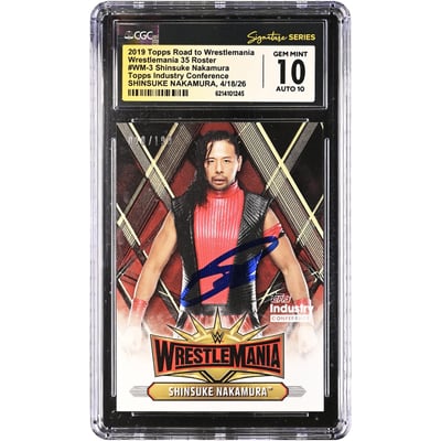 Shinsuke Nakamura WWE Autographed 2019 Topps Road to WrestleMania 35 Roster #WM-3 #/199 CGC Fanatics Witnessed Authenticated 10/10 Card