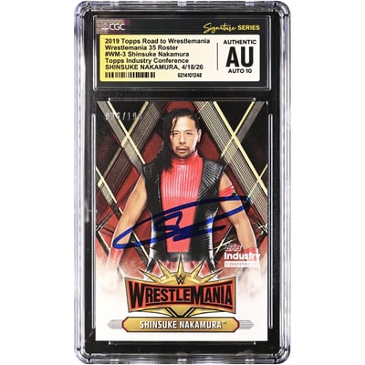 Shinsuke Nakamura WWE Autographed 2019 Topps Road to WrestleMania 35 Roster #WM-3 #/199 CGC Fanatics Witnessed Authenticated AUTO 10 Card
