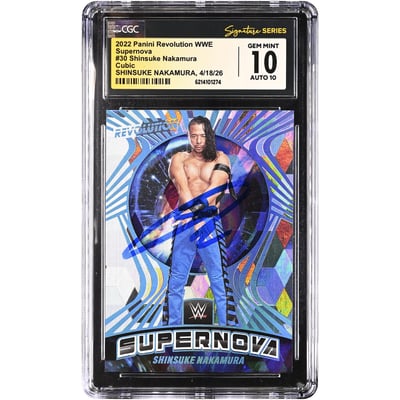 Shinsuke Nakamura WWE Autographed 2022 Panini Revolution Supernova Cubic #30 #/49 CGC Fanatics Witnessed Authenticated 10/10 Card