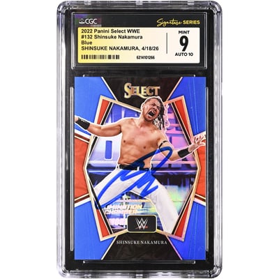 Shinsuke Nakamura WWE Autographed 2022 Panini Select Blue #132 #/199 CGC Fanatics Witnessed Authenticated 9/10 Card