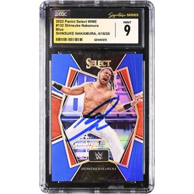 Shinsuke Nakamura WWE Autographed 2022 Panini Select Blue #132 #/199 CGC Fanatics Witnessed Authenticated MINT 9 Card