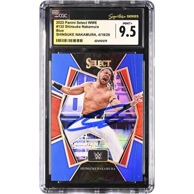 Shinsuke Nakamura WWE Autographed 2022 Panini Select Blue #132 #/199 CGC Fanatics Witnessed Authenticated MINT+ 9.5 Card