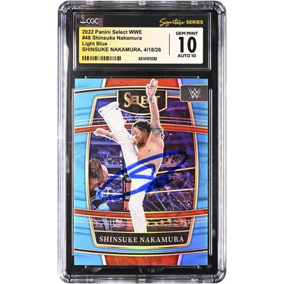 Shinsuke Nakamura WWE Autographed 2022 Panini Select Light Blue #48 #/299 CGC Fanatics Witnessed Authenticated 10/10 Card