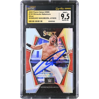 Shinsuke Nakamura WWE Autographed 2022 Panini Select Silver #132 CGC Fanatics Witnessed Authenticated 9.5/10 Card