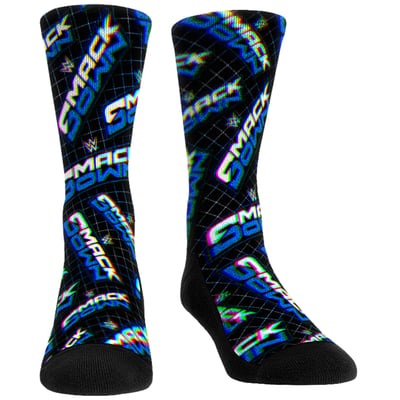  SmackDown Rock Em Unisex Allover Crew Socks - Black