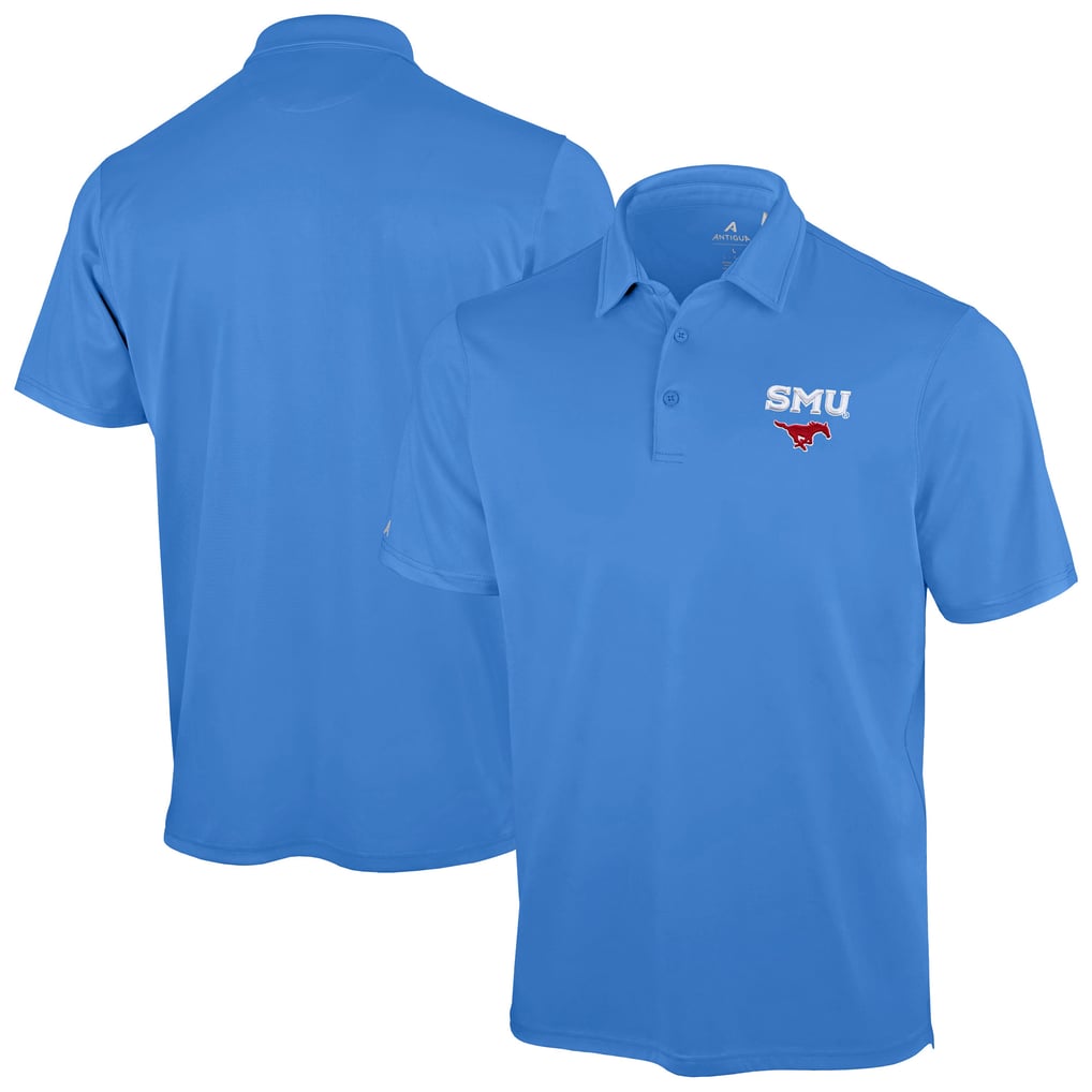 SMU Mustangs Antigua Unshakable Solid Polo - Powder Blue