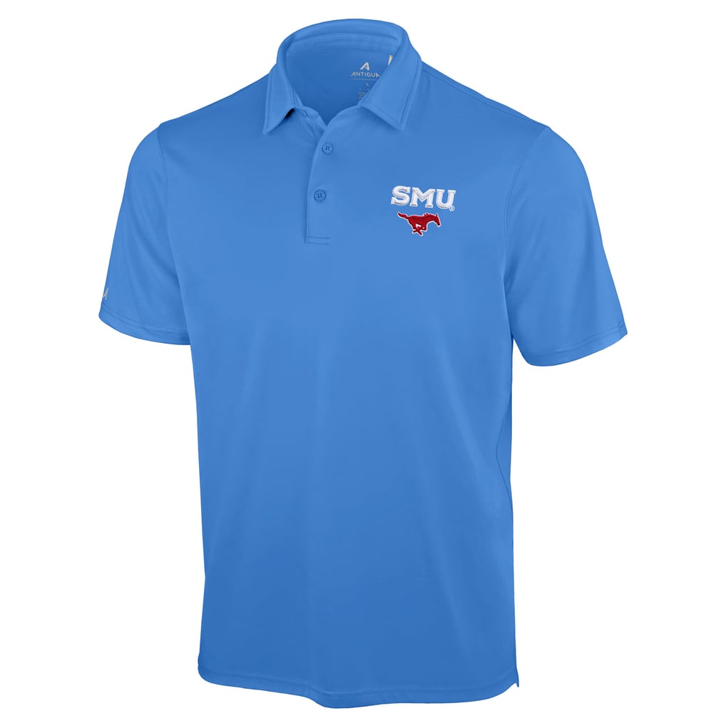 SMU Mustangs Antigua Unshakable Solid Polo - Powder Blue