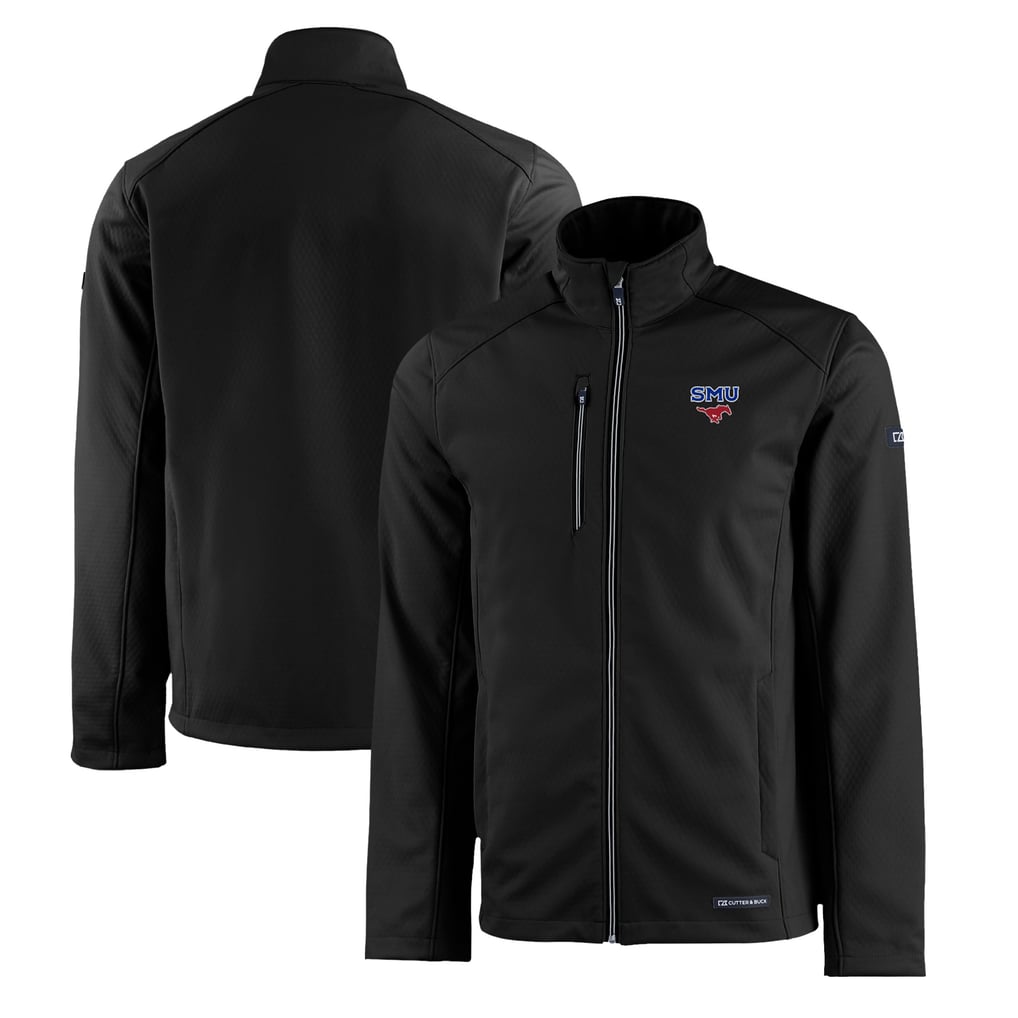  SMU Mustangs Cutter & Buck Evoke Eco Softshell Recycled Full-Zip Jacket - Black