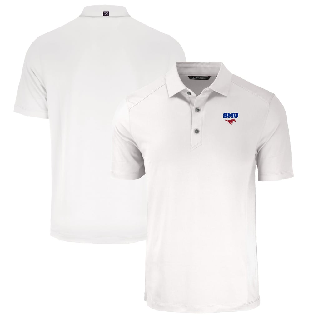 SMU Mustangs Cutter & Buck Forge Eco Stretch Recycled Polo - White
