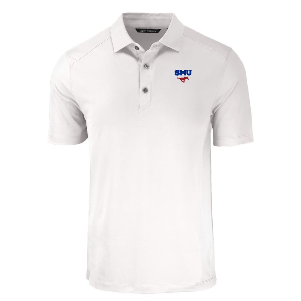 SMU Mustangs Cutter & Buck Forge Eco Stretch Recycled Polo - White