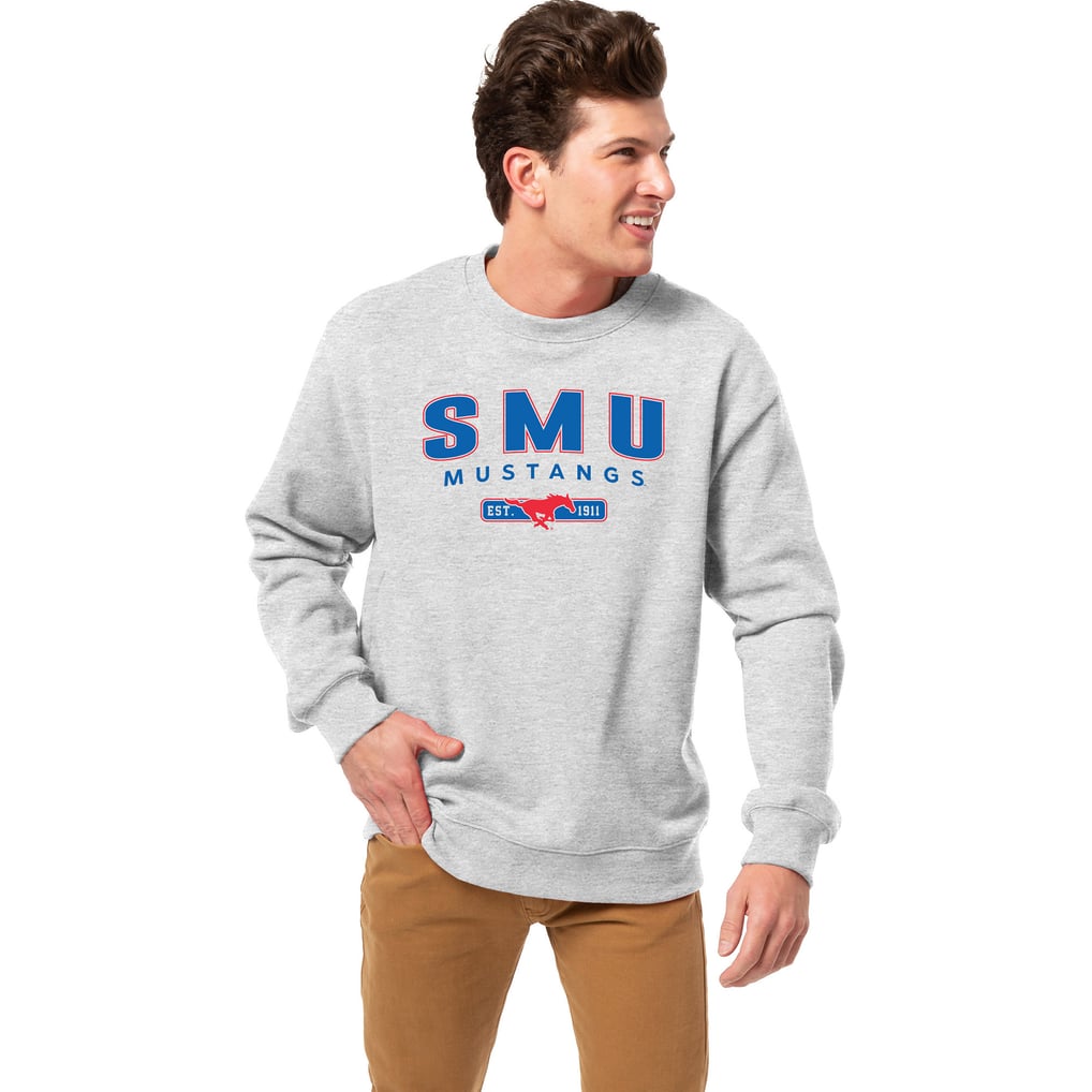 SMU Mustangs League Collegiate Wear Essentials 2.0 Fleece Pullover Sweatshirt - Heather Gray