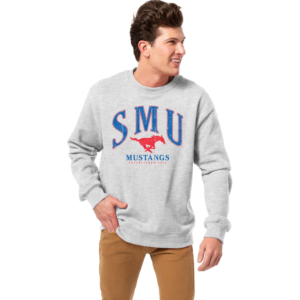 SMU Mustangs League Collegiate Wear Essentials 2.0 Fleece Pullover Sweatshirt - Heather Gray