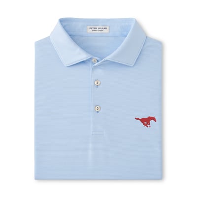  SMU Mustangs Peter Millar Jubilee Performance Jersey Polo - Light Blue