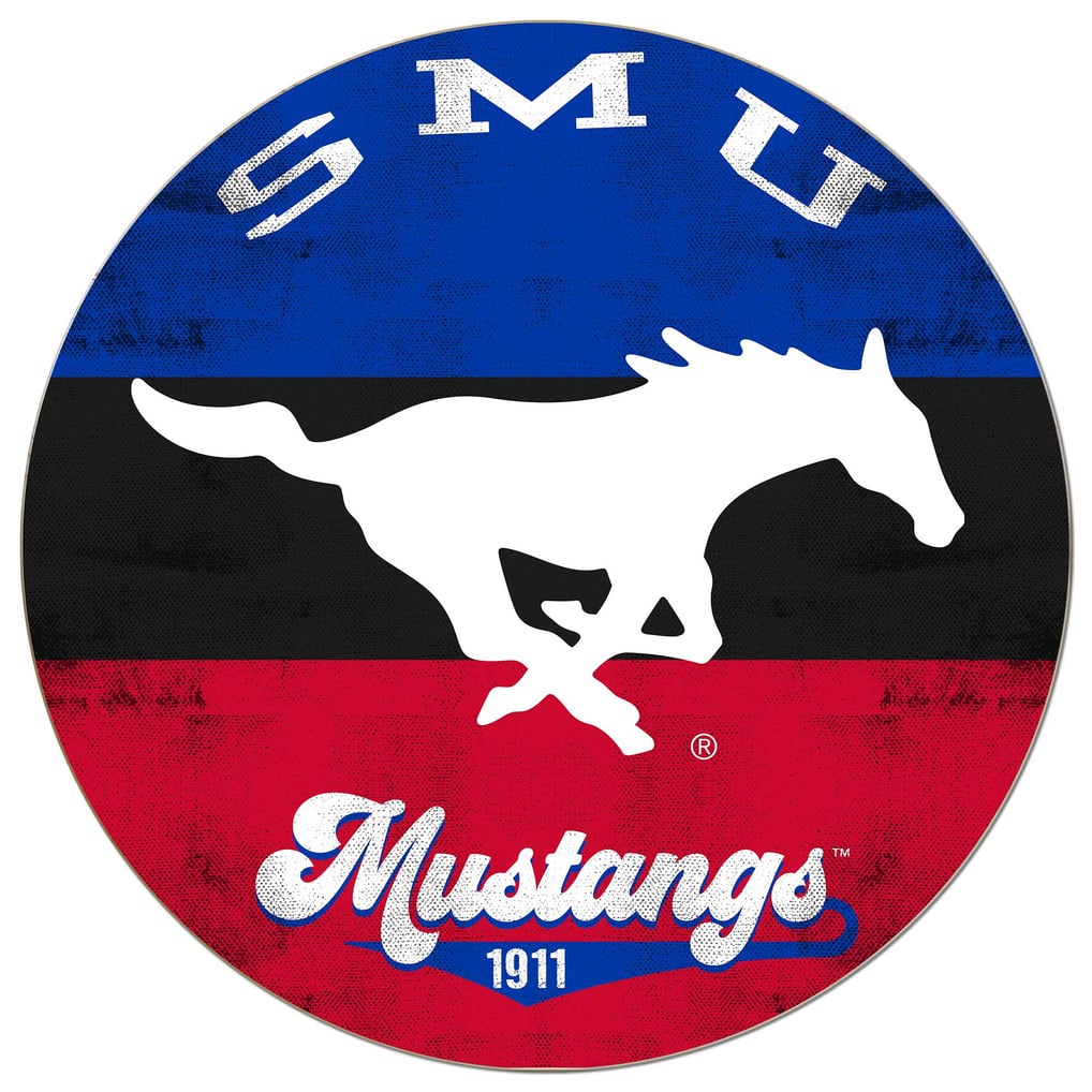 SMU Mustangs 20'' x 20'' Retro Logo Circle Sign