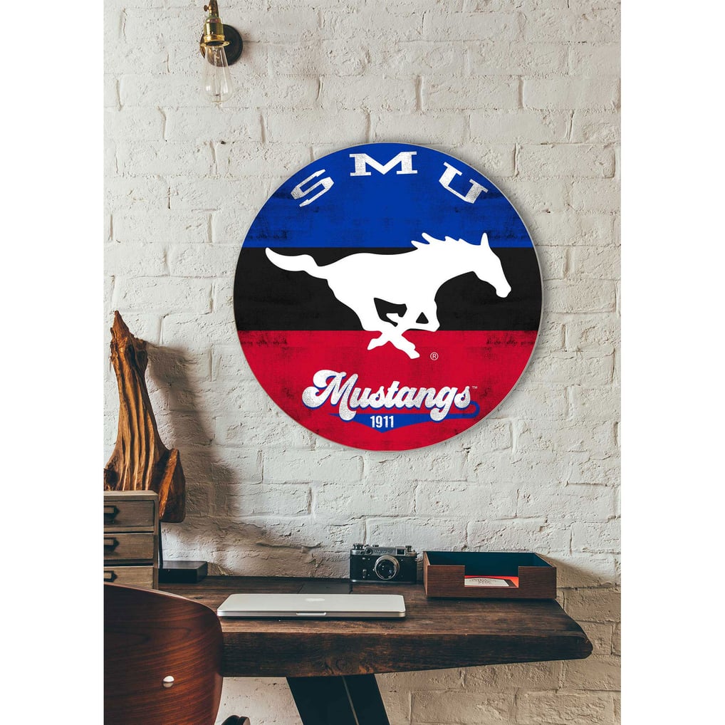 SMU Mustangs 20'' x 20'' Retro Logo Circle Sign