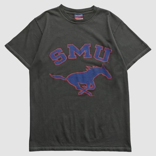 SMU Mustangs Champion 2000s T-shirt - Charcoal - S by Fanatics Real Vintage