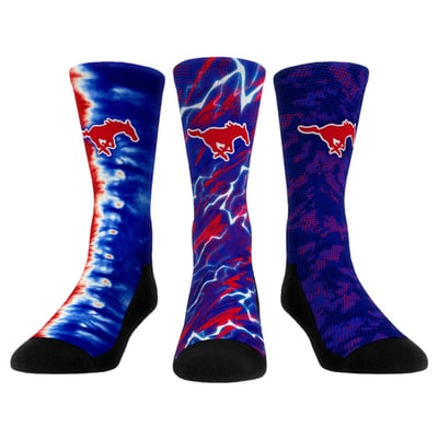 SMU Mustangs Rock Em Unisex Three-Piece Team Tones Crew Socks Set