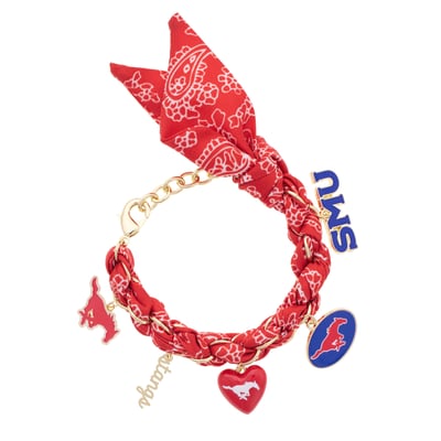 SMU Mustangs CANVAS Style Women's Bandana Charm Bracelet