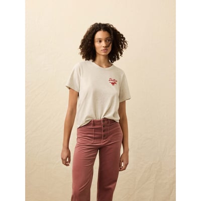 SMU Mustangs FAHERTY Women's Sunwashed Essential T-Shirt - Cream