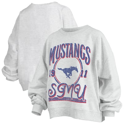 SMU Mustangs Pressbox Women's Oversized Bravo Melange Janise Sweatshirt - Heather Gray