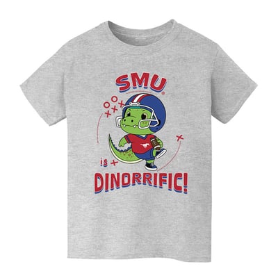 SMU Mustangs Vive La Fete Youth Dinorrific T-Shirt - Gray