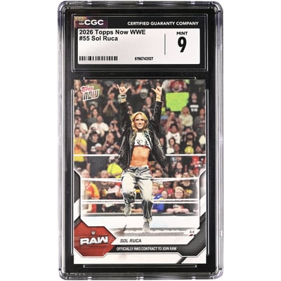 Sol Ruca WWE 2026 Topps Now Officially Inks Contracts to Join Raw #55 CGC Authenticated 9 Card
