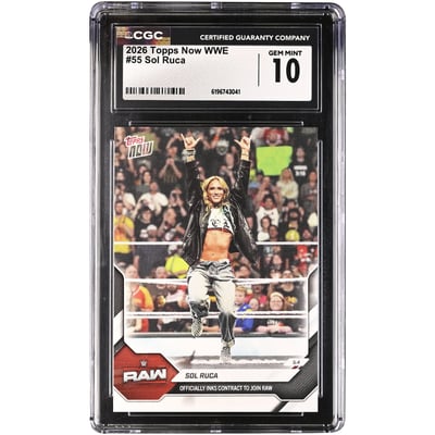 Sol Ruca WWE 2026 Topps Now Officially Inks Contracts to Join Raw #55 CGC Authenticated GEM MINT 10 Card